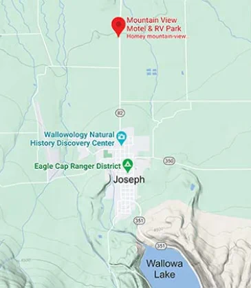 Map showing location of Mountain View Motel - RV Park in Eastern Oregon