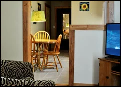 Dine in the Sunflower Cabin-Suite’s Kitchen with modern amenities at the Mountain View Motel & RV Park, a Joseph, Oregon Hotel